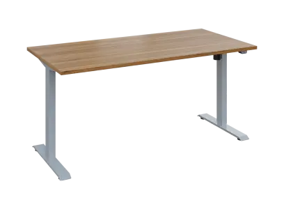 Flexi 28-16 výškově nastavitelný stůl, kovová podnož stříbrná, deska 25 mm, široký 1600 mm, ořech světlý